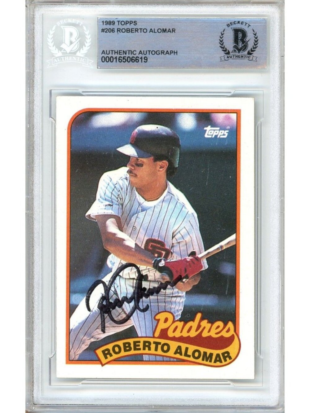 Roberto Alomar Signed 1989 Topps #206 San Diego Padres Beckett BAS Slabbed Auto